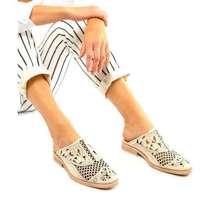 Free People Paramount White Laser Cut Leather Mule Loafers Sz 40 or 9