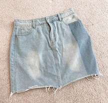 PrettyLittleThing two tone denim mini skirt