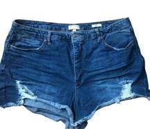 Sofia Vergara Jeans Chi Stretch High Rise Shortie Shorts Sz 20 Distressed