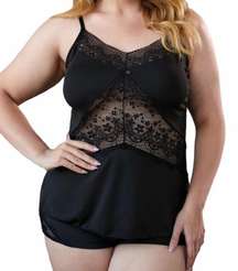 New Plus Size Black Cami Top & Shorts Lingerie set. Size 1XL