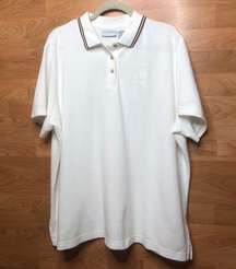 Jaclyn Smith Plus 2X Short Sleeve White Polo Top