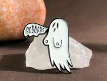 1pc Ghost White Enamel Pin, Brooch Lapel Badge Cartoon Gothic Zinc Alloy Funky‎