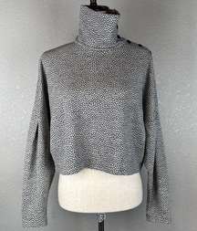 Michii Moon Sanyo Cropped Turtleneck Sweater 6 Gray Black 100% Pure Wool Japan