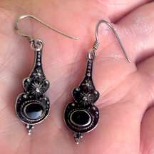 Vintage Sterling and Onyx Earrings