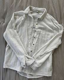 White Textured Button Up Shirt 