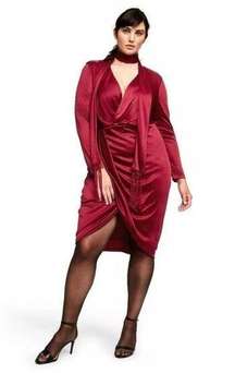 Altuzarra for Target Women's Long Sleeve Deep V-Neck Wrap Dress in Red