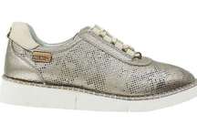 Pikolinos Vera in Stone Leather Metallic Oxford Lace Up Walking Sneaker Size 40