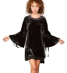 We are HAH Phaht City Black Velvet Long Sleeve Dress Size Small NWT