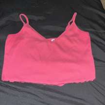 Pink crop top with scalloped edge