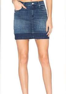 Mother Denim Undone Hem Mini Skirt in Dark Graffiti Size 26 Blue