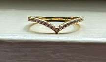 Gold Sparkling Wishbone Ring Size 50