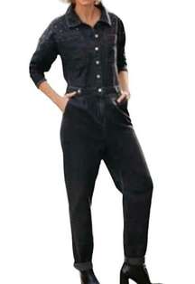 Savannah Miller Next denim studded utility style jumpsuit coverall P 7060