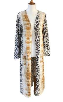 MTS Women's Duster Cardigan Sz M Animal Print Long Sweater