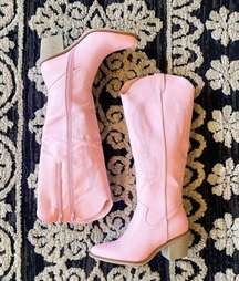 Pink Leather Cowgirl Boots 