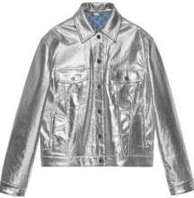 Gucci Reversible Gg Metallic Denim Jacket Silver inside size IT 38