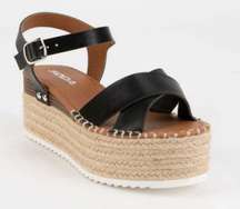 Black Espadrille Wedge Sandal