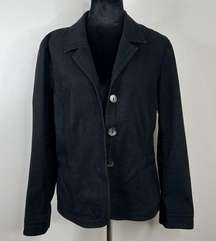 J. Jill Mother of Pearl Button Front Black Blazer Size 14