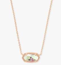 Kendra Scott Elisa Dichroic Glass Rose Gold Pendant Necklace