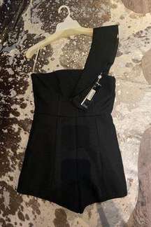 One Shoulder Romper Black