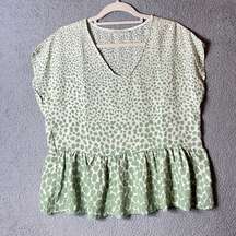 Haptics by Holly Harper Top Women XS Mint Fresh Short Sleeve Spots Oversized NEW