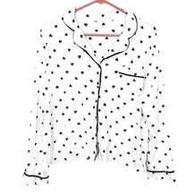 Kate Spade Polka Dot Heart Bed Shirt Long Sleeve Comfy Size Medium M Pocket