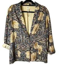Morris & Co H&M Floral Art Nouveau Jacket Boyfriend Blazer 1 Button Size 6
