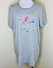 Trefoil Original T-Shirt Dress LARGE Heather Gray Crewneck Short Sleeve