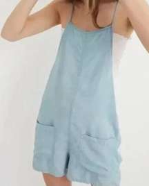 Aerie Chambray Bib Shortalls Overall Jumper Romper Playsuit Blue size Small