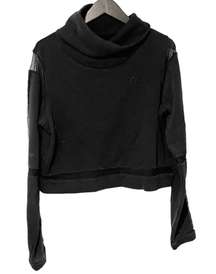 Zyia Size Large Cropped Mesh Funnel Neck Pullover Sweatshirt