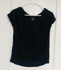 Wet Seal Women's T-Shirt Short Sleeve Casual Hi-Low Tee Top Black Size XS