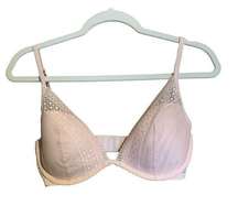 Victoria's Secret Size 32DD Pink Lace Mesh Incredible Plunge Underwire Bra