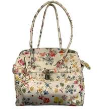 Vera Pelle leather flower print bag with lock