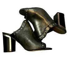 Latigo Serica Sandal Metallic Charcoal Leather
Studded Open Toe Mule Heel