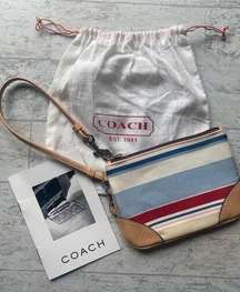 Coach Wristlet Multi Color Striped