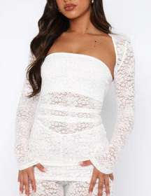 White Fox Boutique - "Work This Out" Lace Bolero Top Set in White