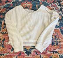 white waffle crop top