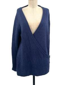 Ugg Blue Acrylic Blend Wrap Button Long Sleeve Sweater Size Large