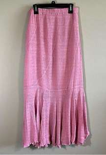 Rossi Roma Pink Smocked Mermaid Maxi Skirt Medium