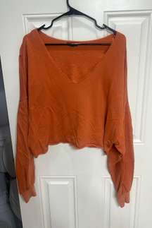 Orange V Neck Pullover