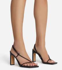 Ego official Marble SQUARE TOE KNOT DETAIL HEEL IN BLACK FAUX LEATHER