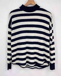 Madewell Ashbury Sweater Womens Sz XS Navy White Striped Mockneck Wool Alpaca