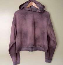 EUC Don't Ask Why Fleece Lined Purple Tie Dye Cropped Hoodie One Size Large