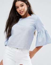 Stripe Frill Sleeve Top