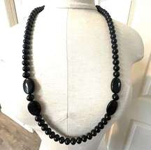 Long black onyx necklace