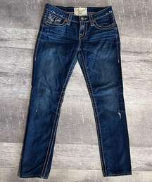 Big Star Nico Dark Wash Straight Jean Womens 28L (M30X30) Low Rise Thick Stitch