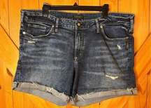 Silver Suki Shorts Plus Size 18 Cutoff Jean Denim Distressed Cuffed Stretch 5" (