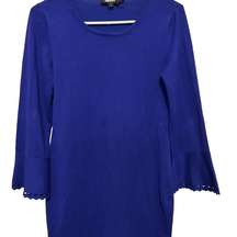 DKNY royal blue long bell sleeve sweater dress size small