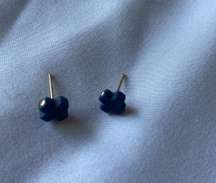 Navy Blue Cross Earrings