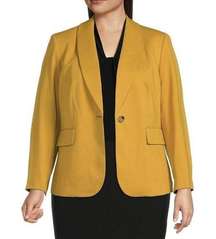 Kasper Marigold One Button Blazer Jacket Size 12 mustard yellow Shawl Collar
