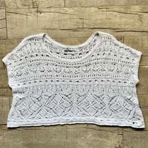A&F White Crochet Knit Oversized Layering Poncho Shrug O/S